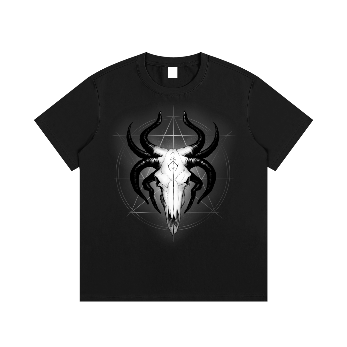 Glowing Occult Gothic Goat Skull Sigil T-Shirt Metalcore Streetwear