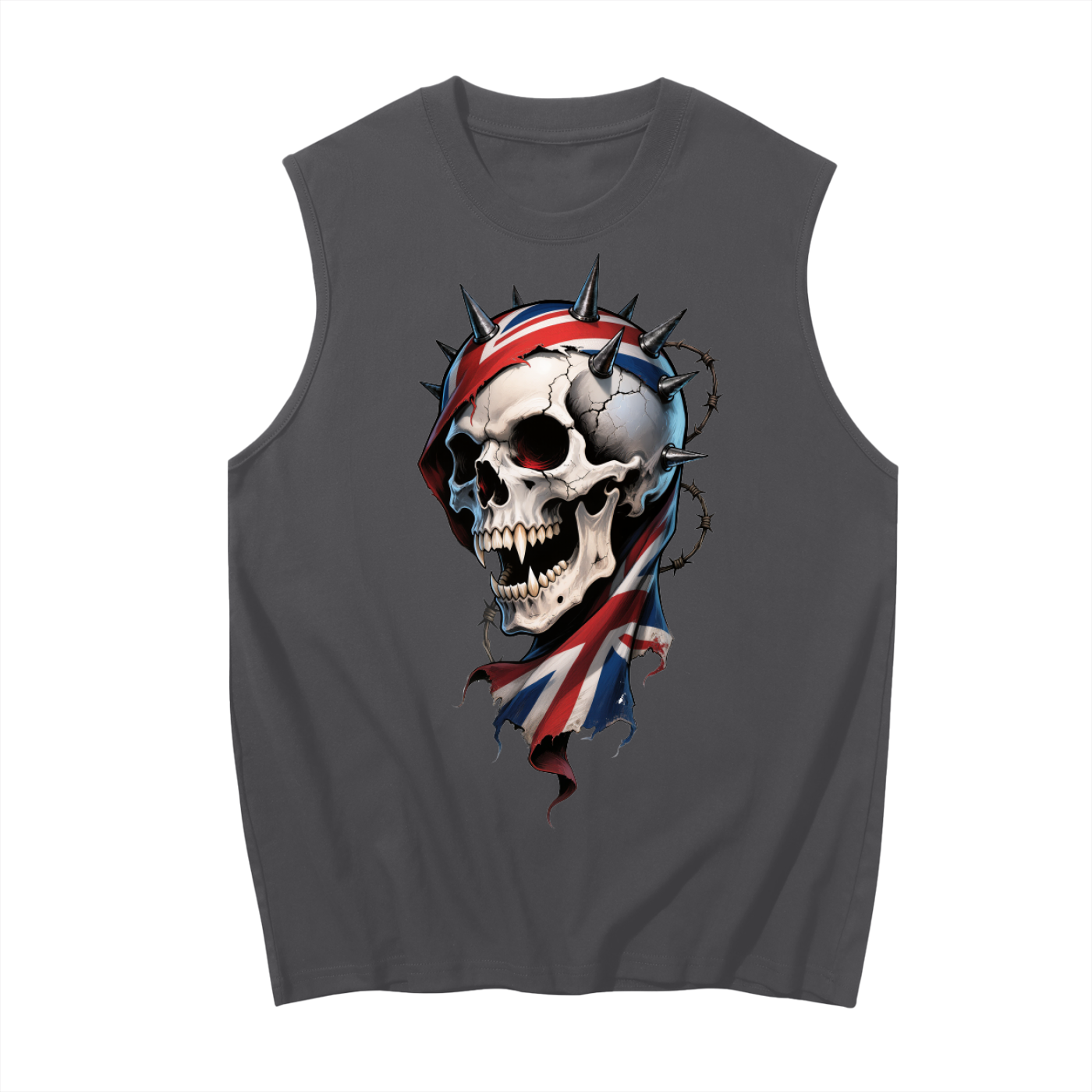 heavy metal skull,undead vampire horror,british flag