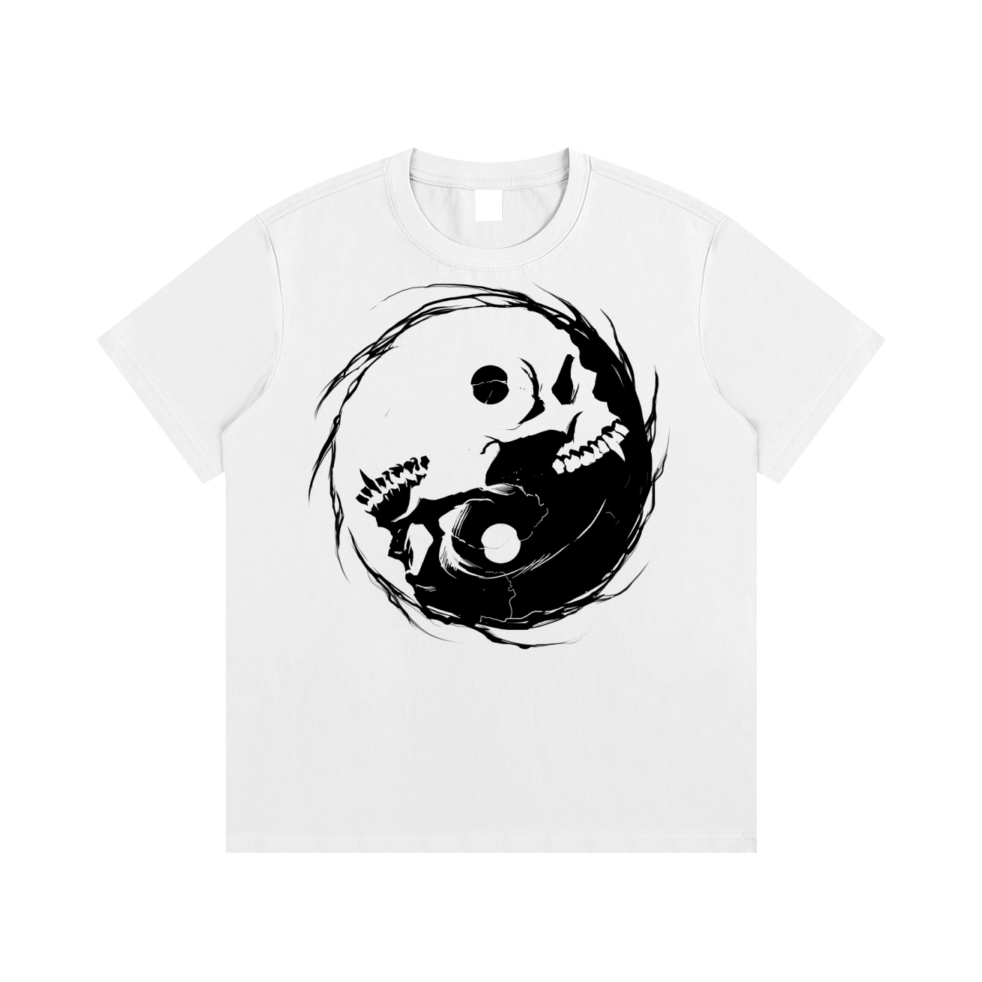 Occult Gothic Vampire Skull Yin Yang Sigil | Essential Cotton T-Shirt Light