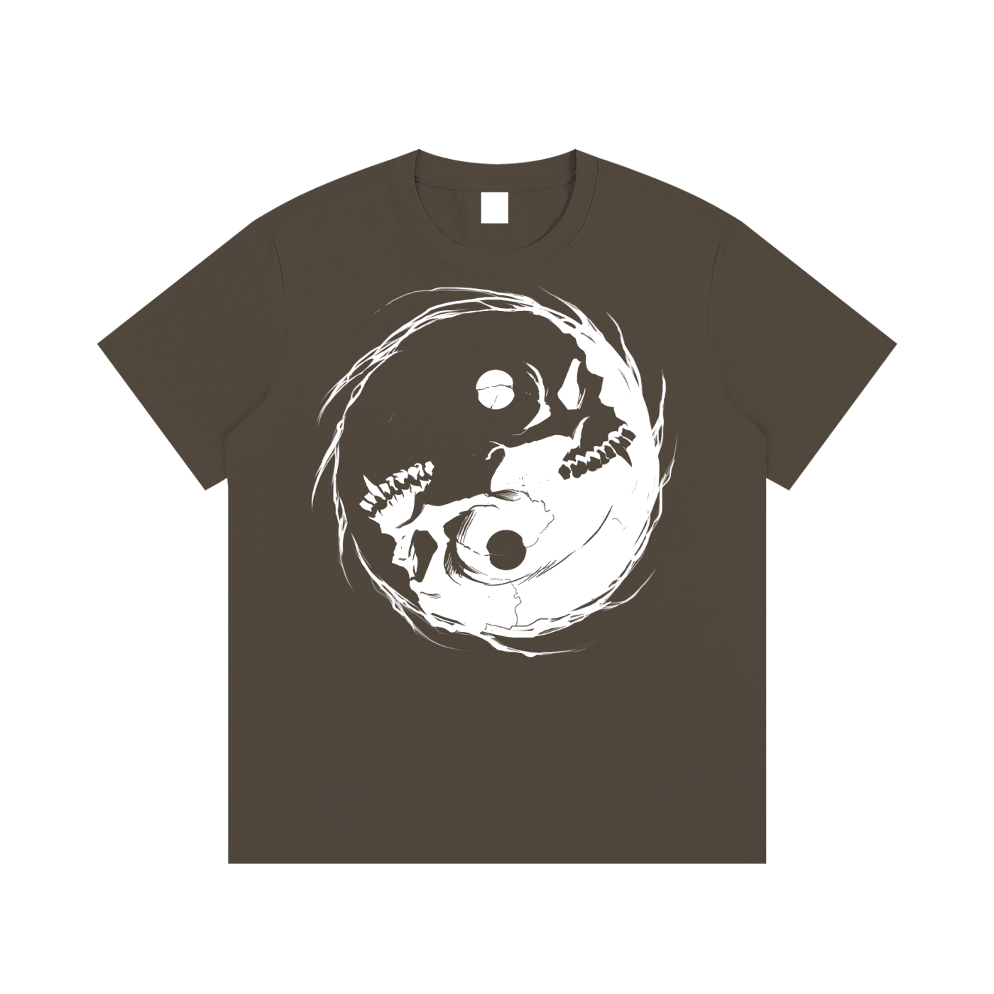 Inverted Occult Gothic Yin Yang Vampire Skull | Essential Cotton T-Shirt