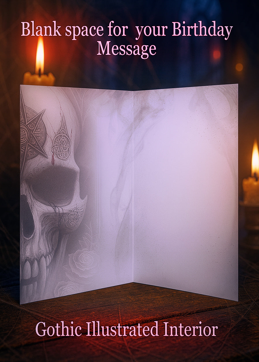 Blood-Red Vampire Skull Birthday Card — Gothic Occult Greeting Card