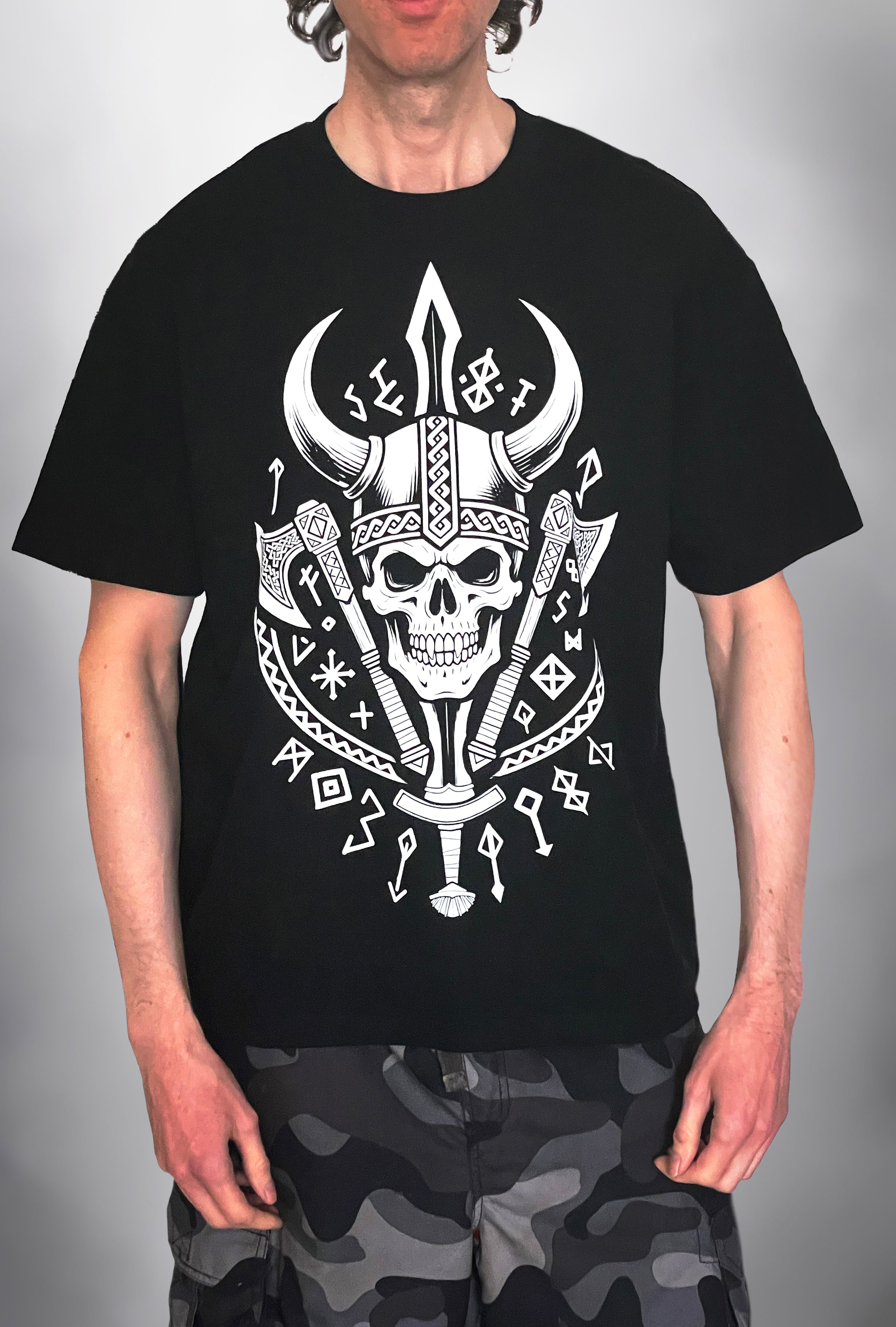 Gothic Viking Vampire Skull T-shirt
