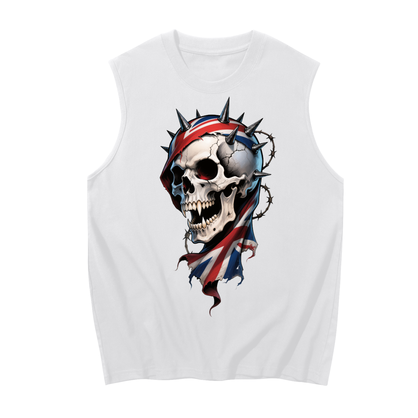 heavy metal skull,undead vampire horror,british flag