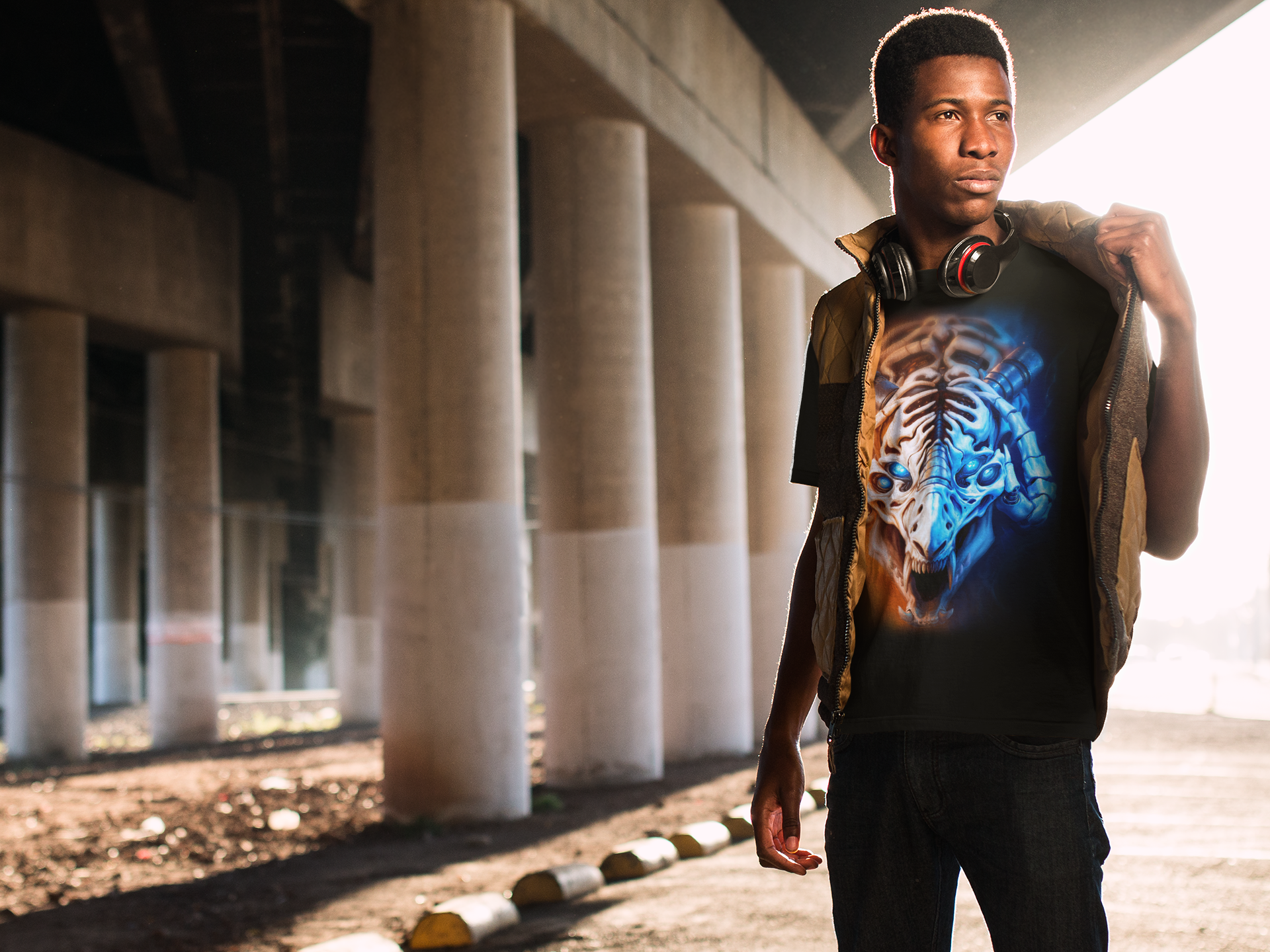 Cybernetic Skull Beast T-Shirt | Gothic Horror Robot Monster Tee | Unisex Adults Teens Graphic Shirt