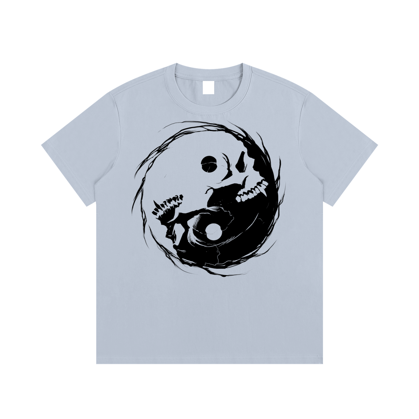 Occult Gothic Vampire Skull Yin Yang Sigil | Essential Cotton T-Shirt Light