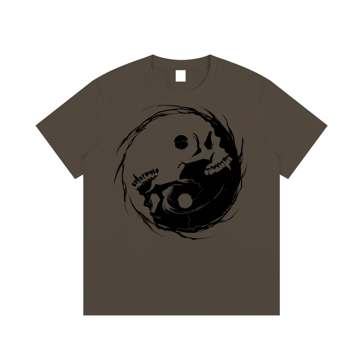 Occult Gothic Vampire Skull Yin Yang Sigil | Essential Cotton T-Shirt Light