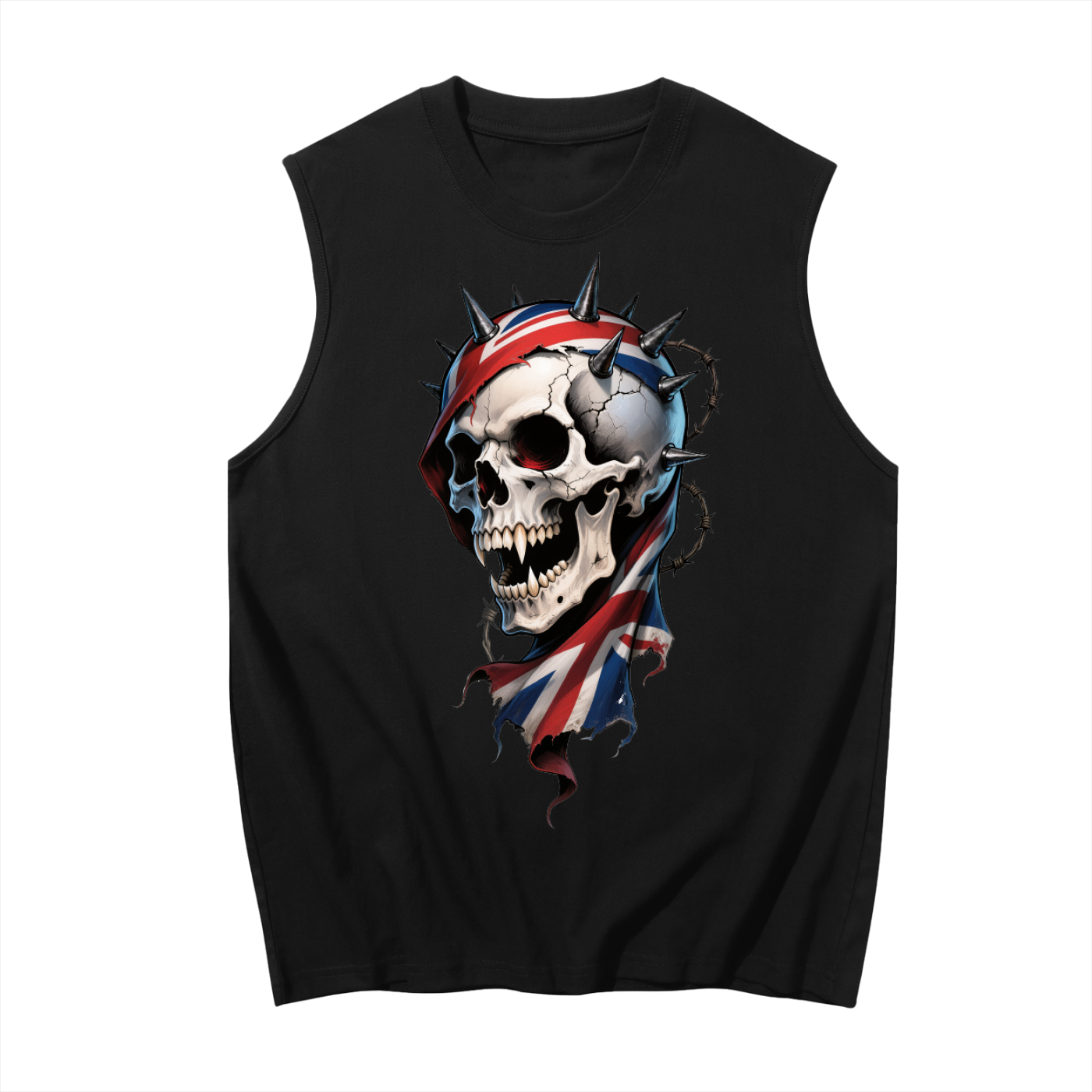 heavy metal skull,undead vampire horror,british flag