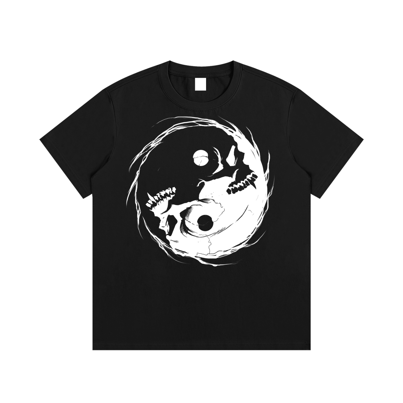 Inverted Occult Gothic Yin Yang Vampire Skull | Essential Cotton T-Shirt