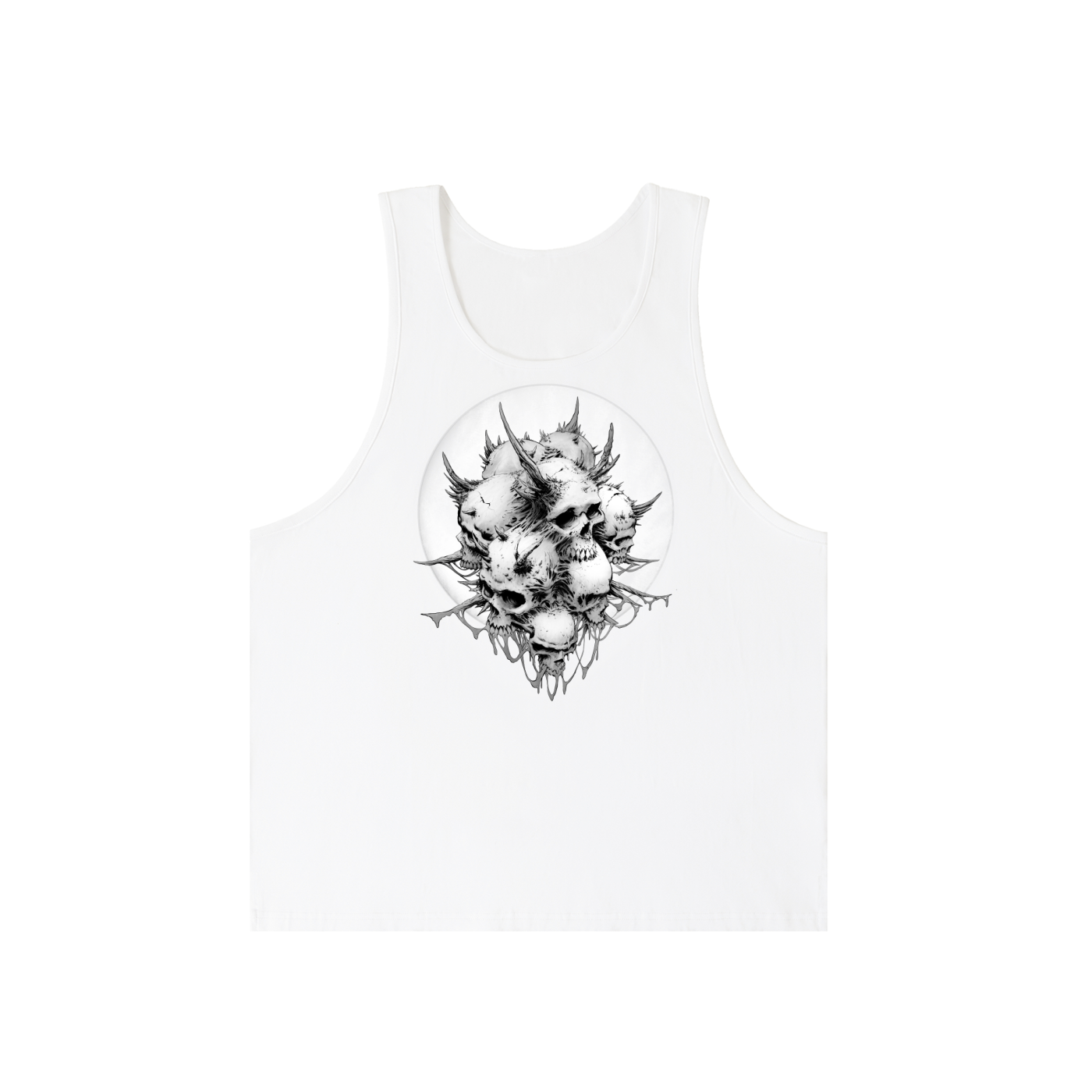 Tank Top,light,white,skulls,skull,fused skulls,mutant,goth,gothic