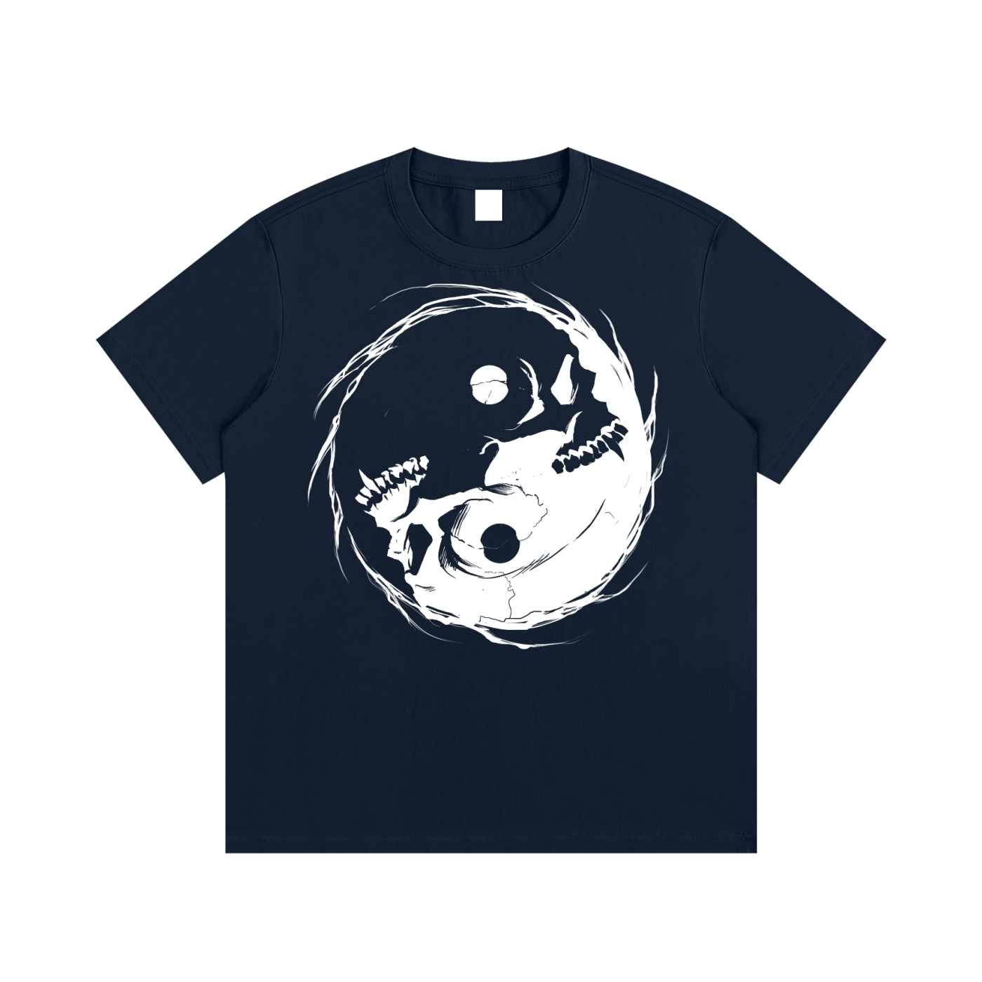 Inverted Occult Gothic Yin Yang Vampire Skull | Essential Cotton T-Shirt