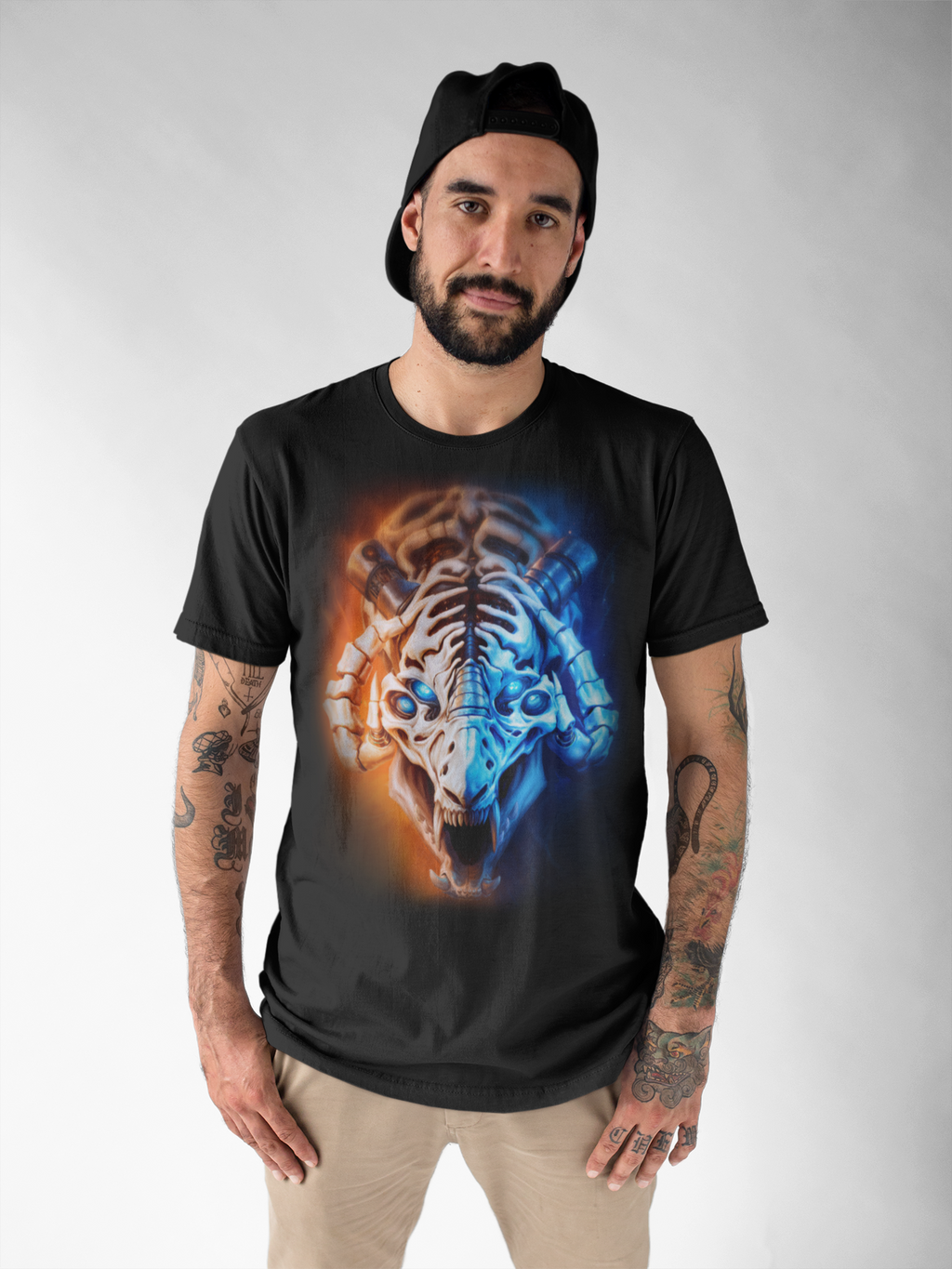 Cybernetic Skull Beast T-Shirt | Gothic Horror Robot Monster Tee | Unisex Adults Teens Graphic Shirt