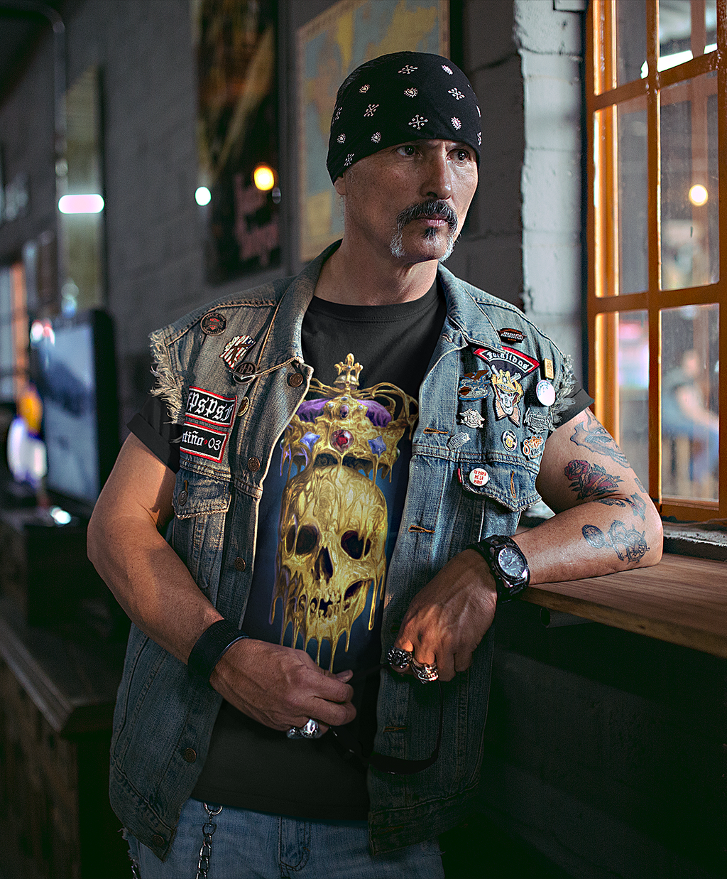 Royal Melting Golden Gothic Skull & Crown T-Shirt