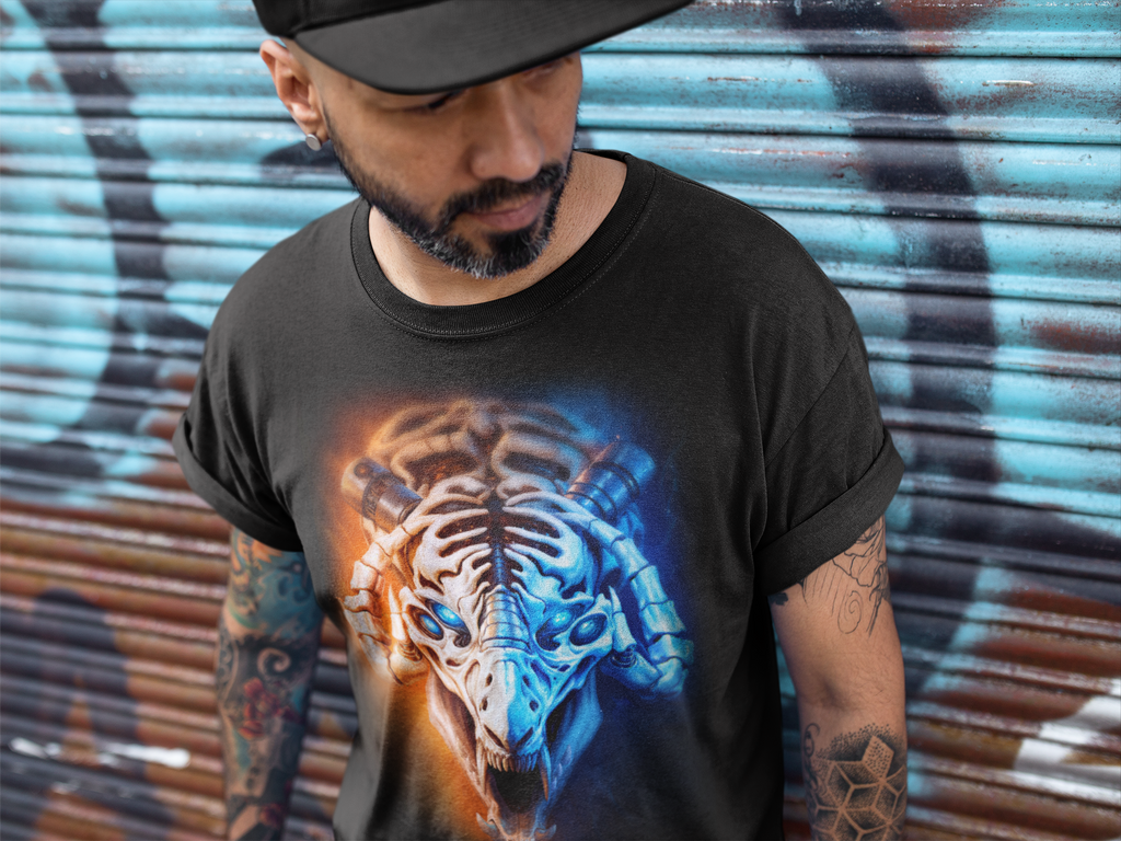 Cybernetic Skull Beast T-Shirt | Gothic Horror Robot Monster Tee | Unisex Adults Teens Graphic Shirt