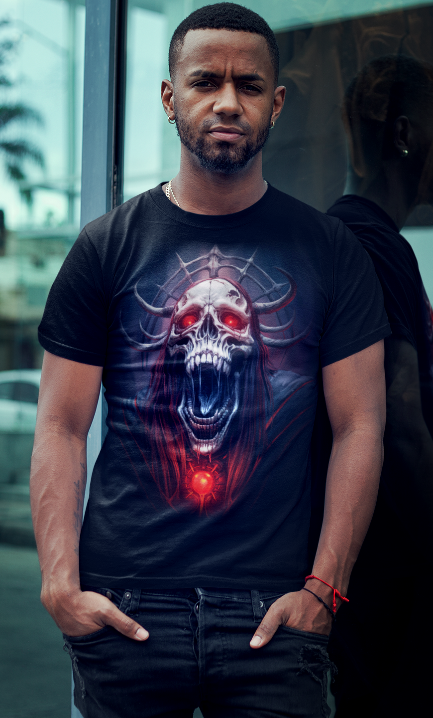 Hellborn Demon Lich King T-Shirt | Gothic Horror Tee | Unisex Adults Teens | Dark Fantasy Shirt