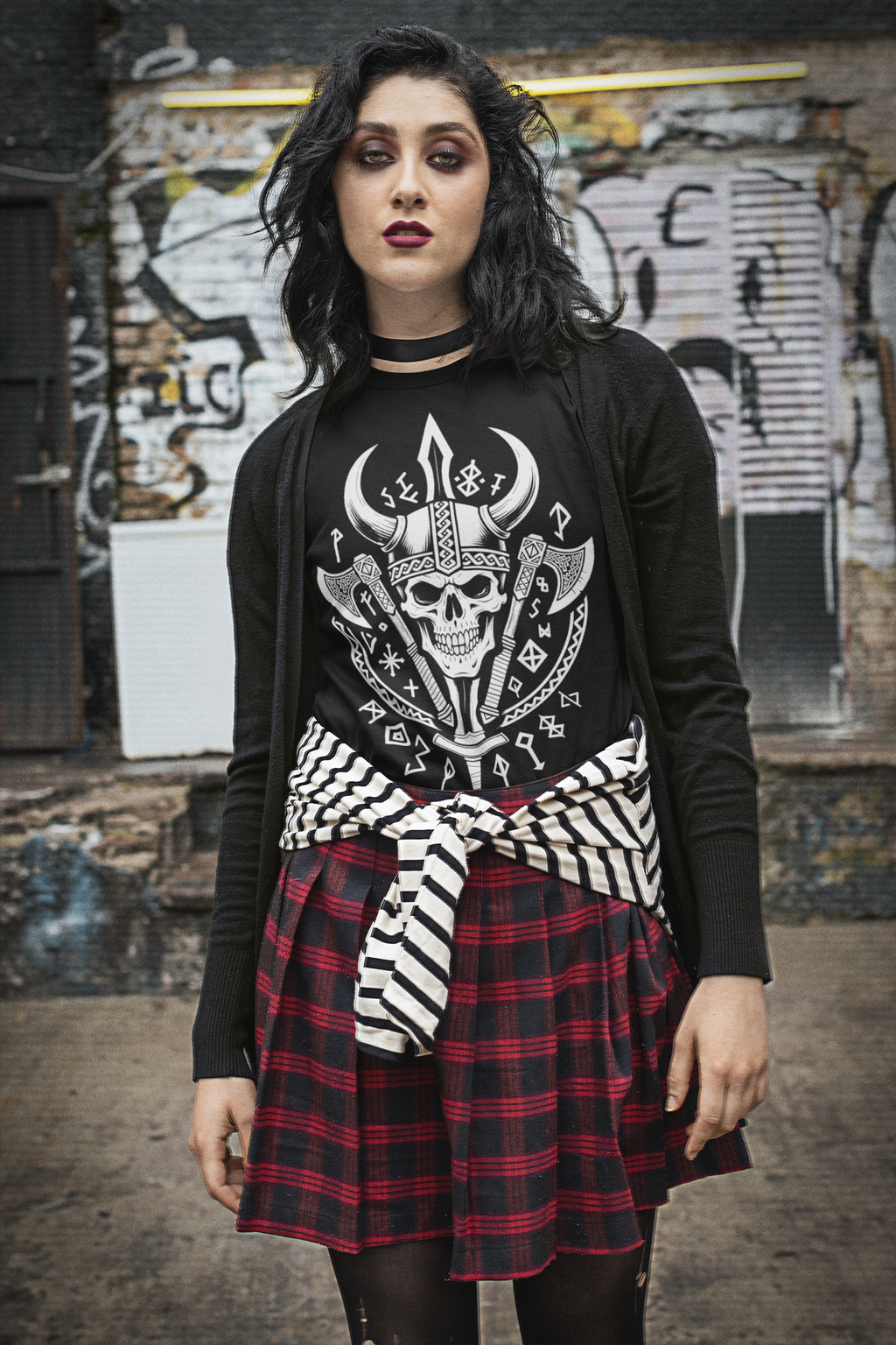Gothic Viking Vampire Skull T-shirt