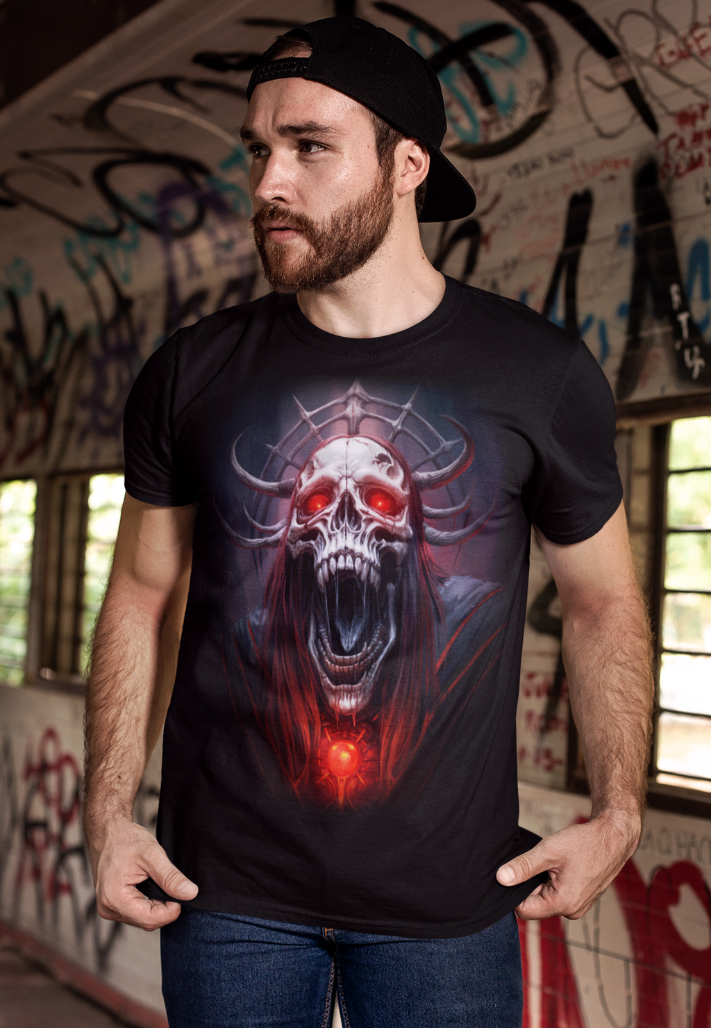 Hellborn Demon Lich King T-Shirt | Gothic Horror Tee | Unisex Adults Teens | Dark Fantasy Shirt