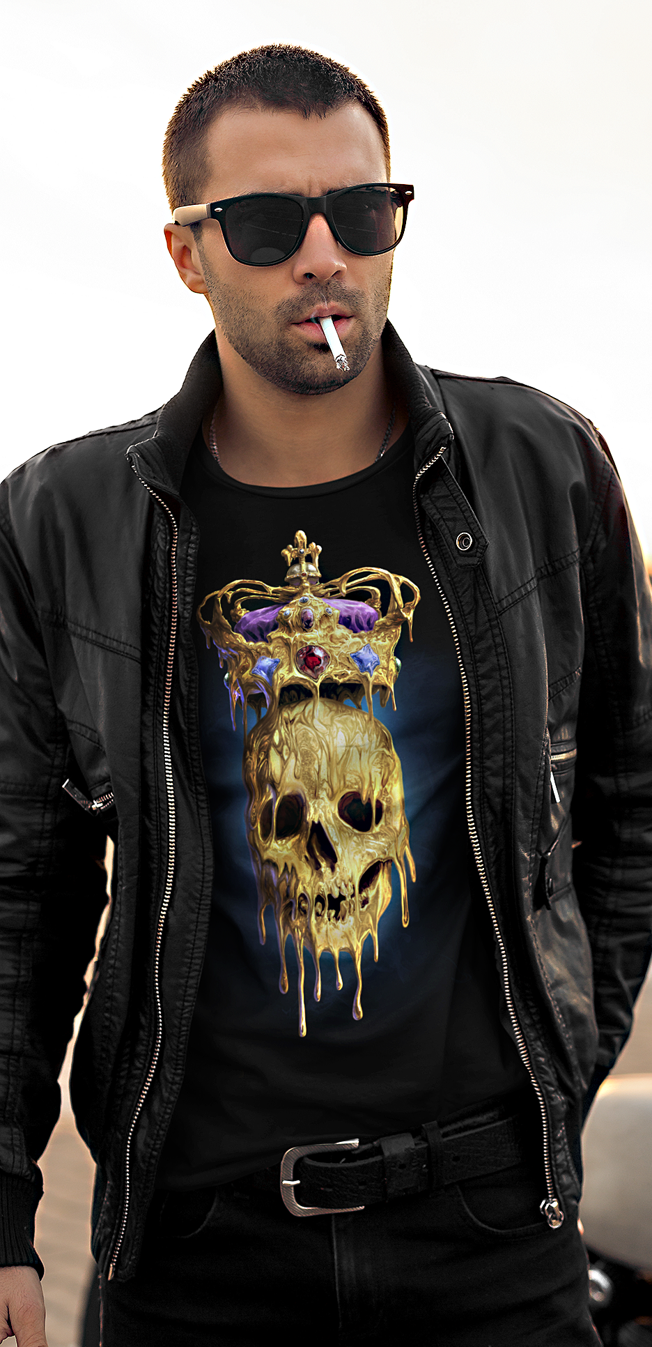 Royal Melting Golden Gothic Skull & Crown T-Shirt