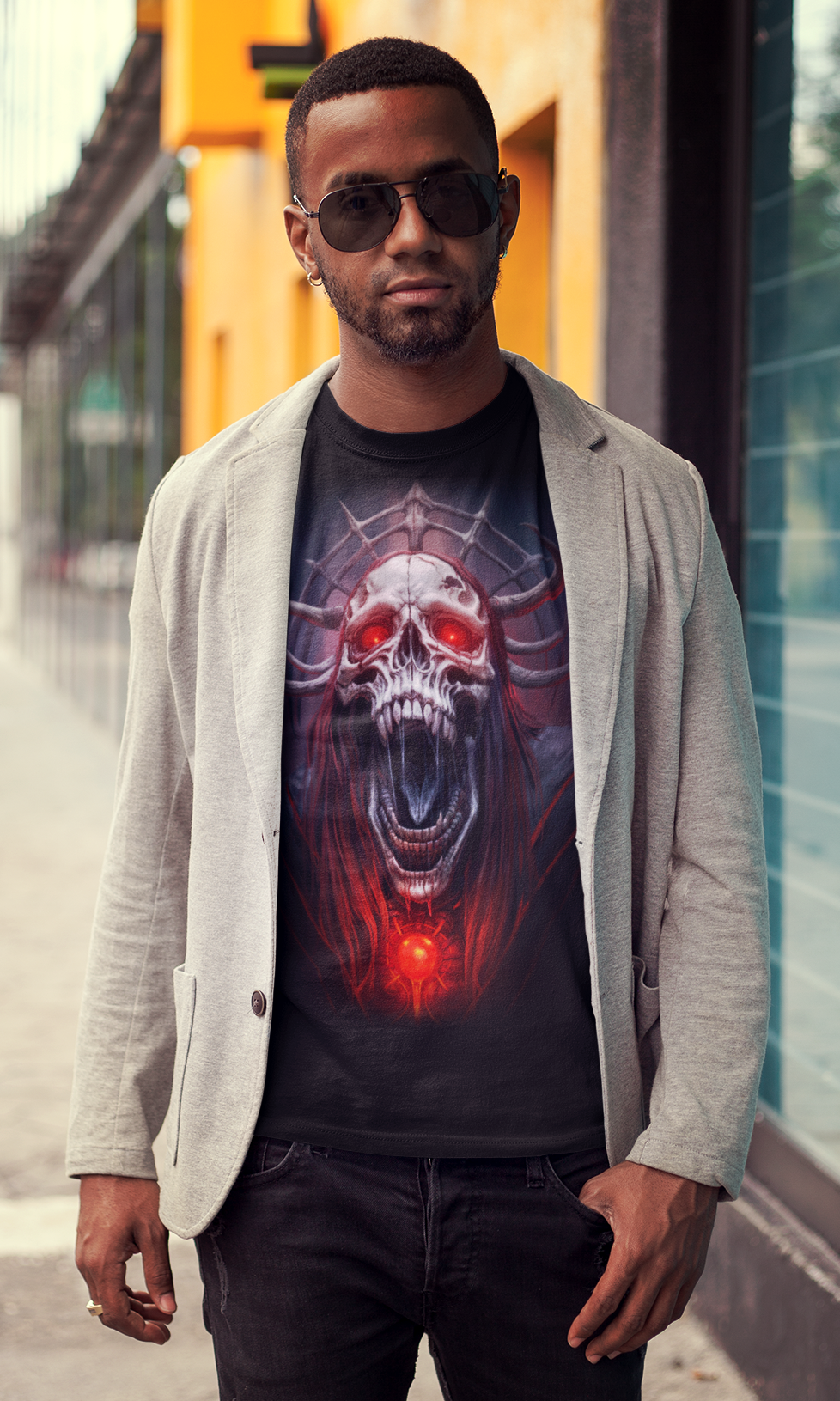 Hellborn Demon Lich King T-Shirt | Gothic Horror Tee | Unisex Adults Teens | Dark Fantasy Shirt