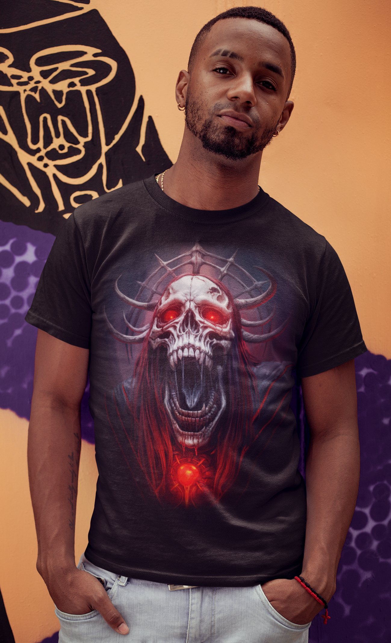 Hellborn Demon Lich King T-Shirt | Gothic Horror Tee | Unisex Adults Teens | Dark Fantasy Shirt