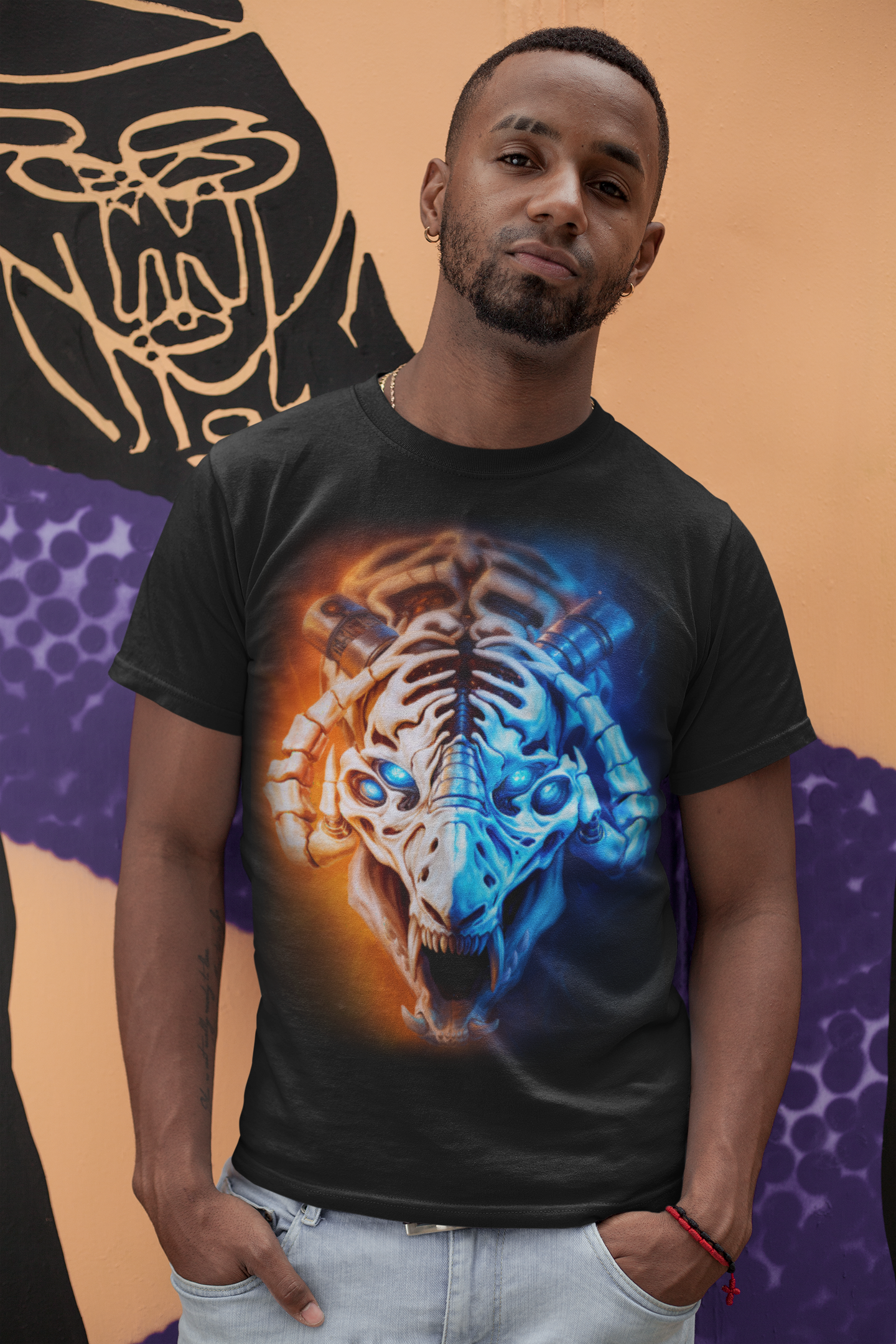 Cybernetic Skull Beast T-Shirt | Gothic Horror Robot Monster Tee | Unisex Adults Teens Graphic Shirt