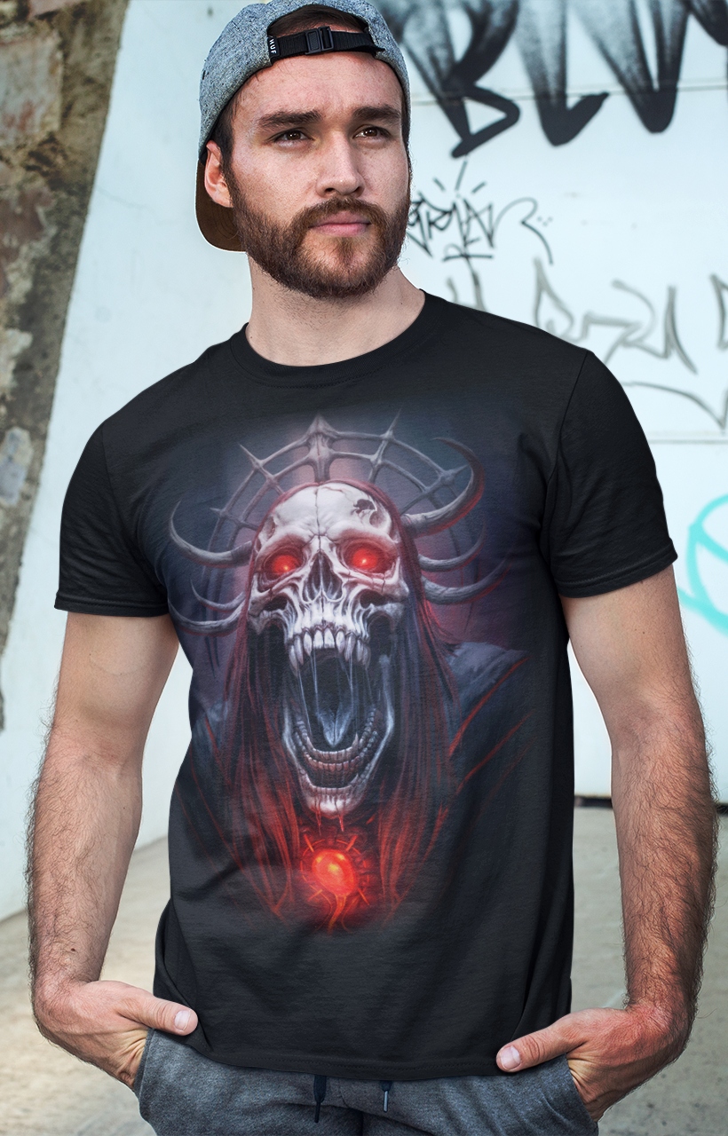 Hellborn Demon Lich King T-Shirt | Gothic Horror Tee | Unisex Adults Teens | Dark Fantasy Shirt