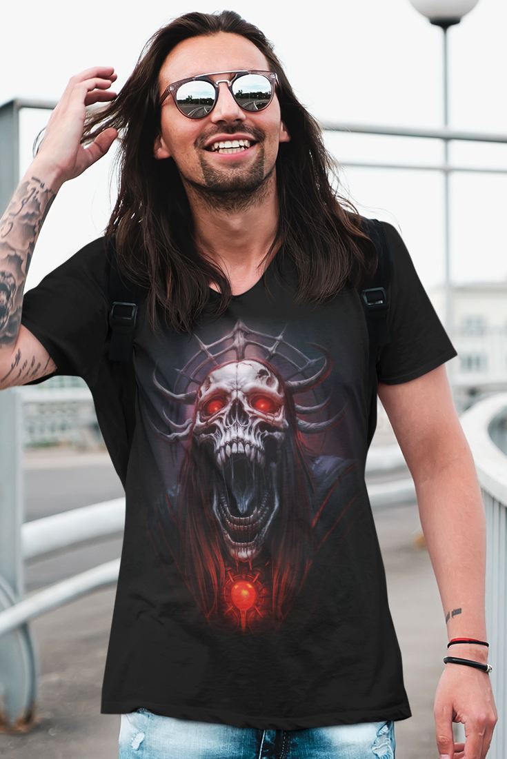 Hellborn Demon Lich King T-Shirt | Gothic Horror Tee | Unisex Adults Teens | Dark Fantasy Shirt