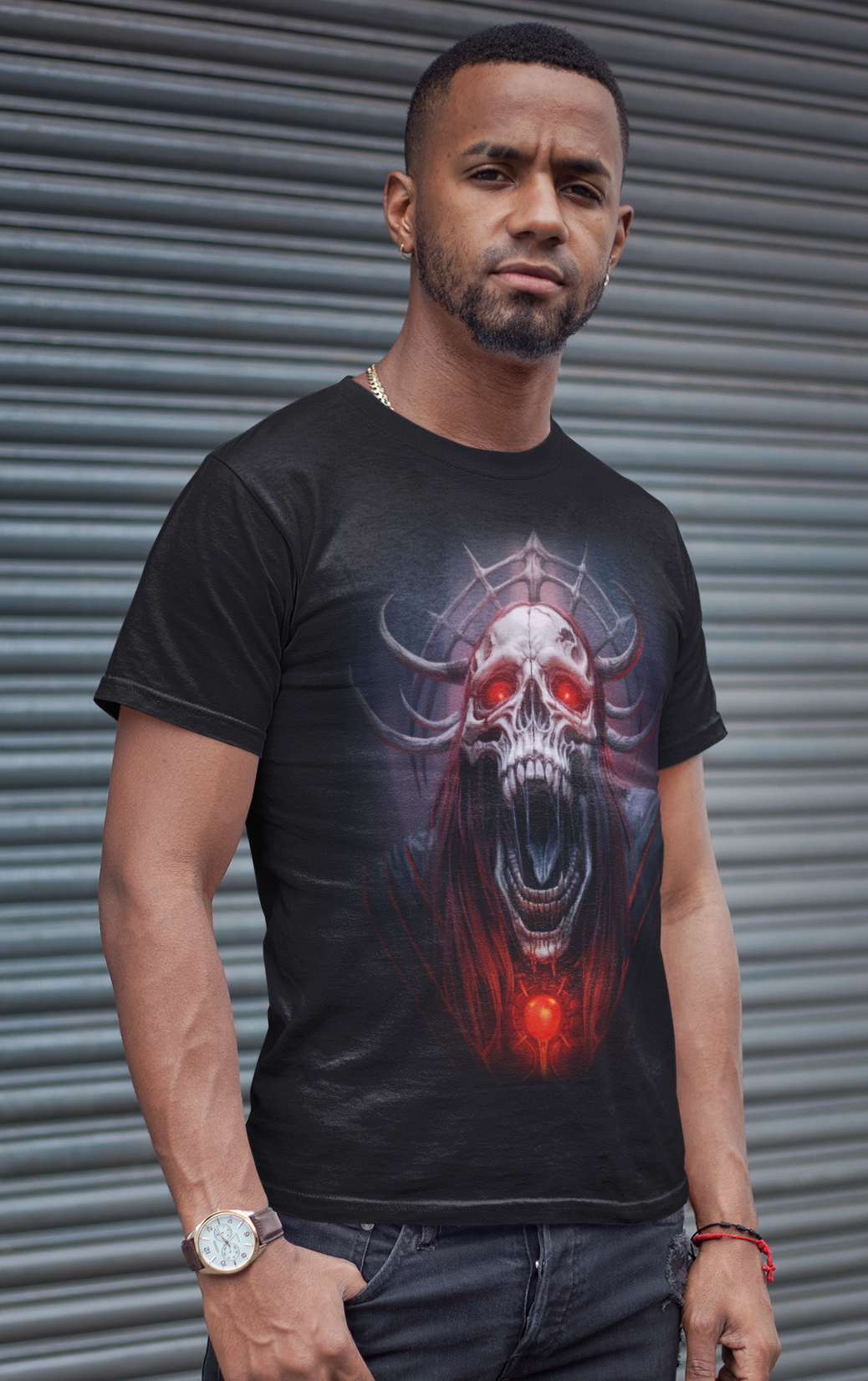 Hellborn Demon Lich King T-Shirt | Gothic Horror Tee | Unisex Adults Teens | Dark Fantasy Shirt