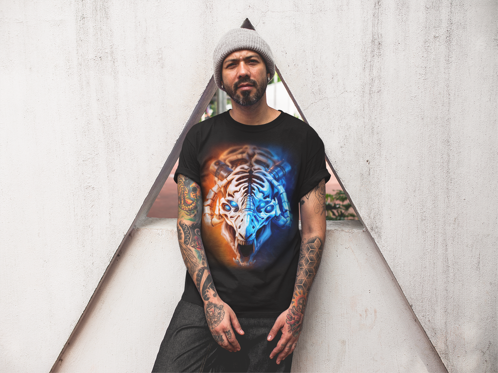 Cybernetic Skull Beast T-Shirt | Gothic Horror Robot Monster Tee | Unisex Adults Teens Graphic Shirt